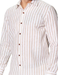 Camisas Para Hombre Bobois Moda Casuales De Manga Larga Con Estampado De Rayas Con Textura Regular Fit B41316 Beige