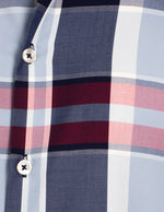 Camisas Para Hombre Manga Larga Bambú Cuadros B51336 Rojo