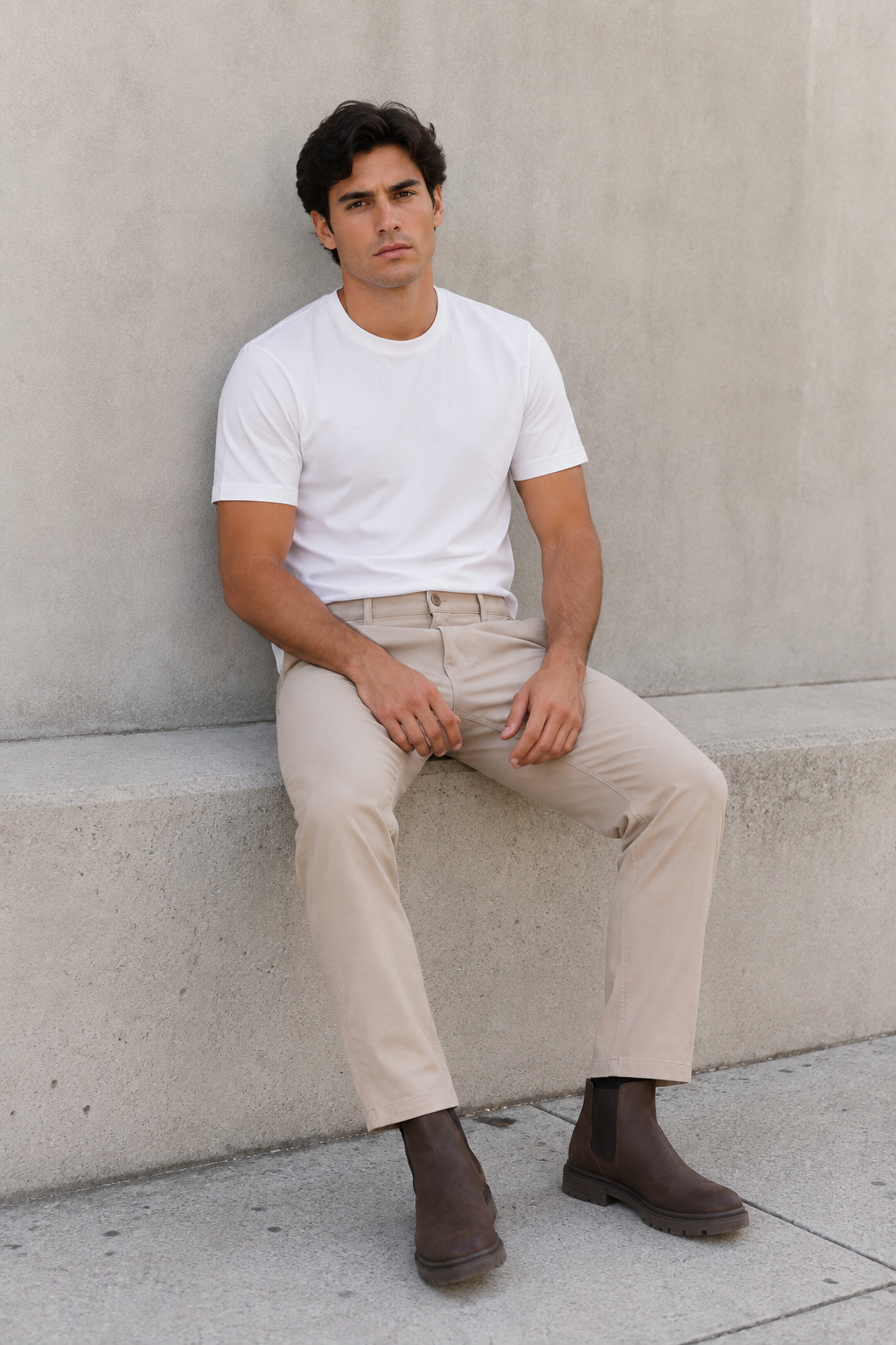 Pantalones Para Hombre Formal Casual Regular Fit GFIVE Kaki