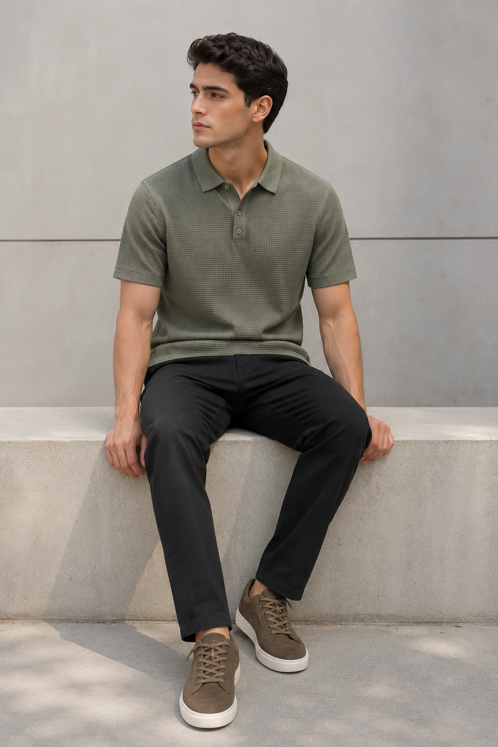 Playeras Polo Para Hombre Premium Con Textura A55405 Olivo