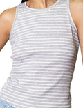 Blusas Para Mujer Bobois Moda Casuales De Resaque Comoda De Tirantes Con Estampado De Rayas N41163 Gris