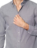 Camisas Para Hombre Bobois Moda Casuales De Manga Larga Con Estampado De Cuadros Cuello Americano Regular Fit B41213 Negro