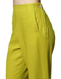 Pantalones Para Mujer Bobois Moda Casuales Corto Liso Basico De Tiro Alto Tipo Lino De Pierna Ancha Wide Leg W41128 Lima