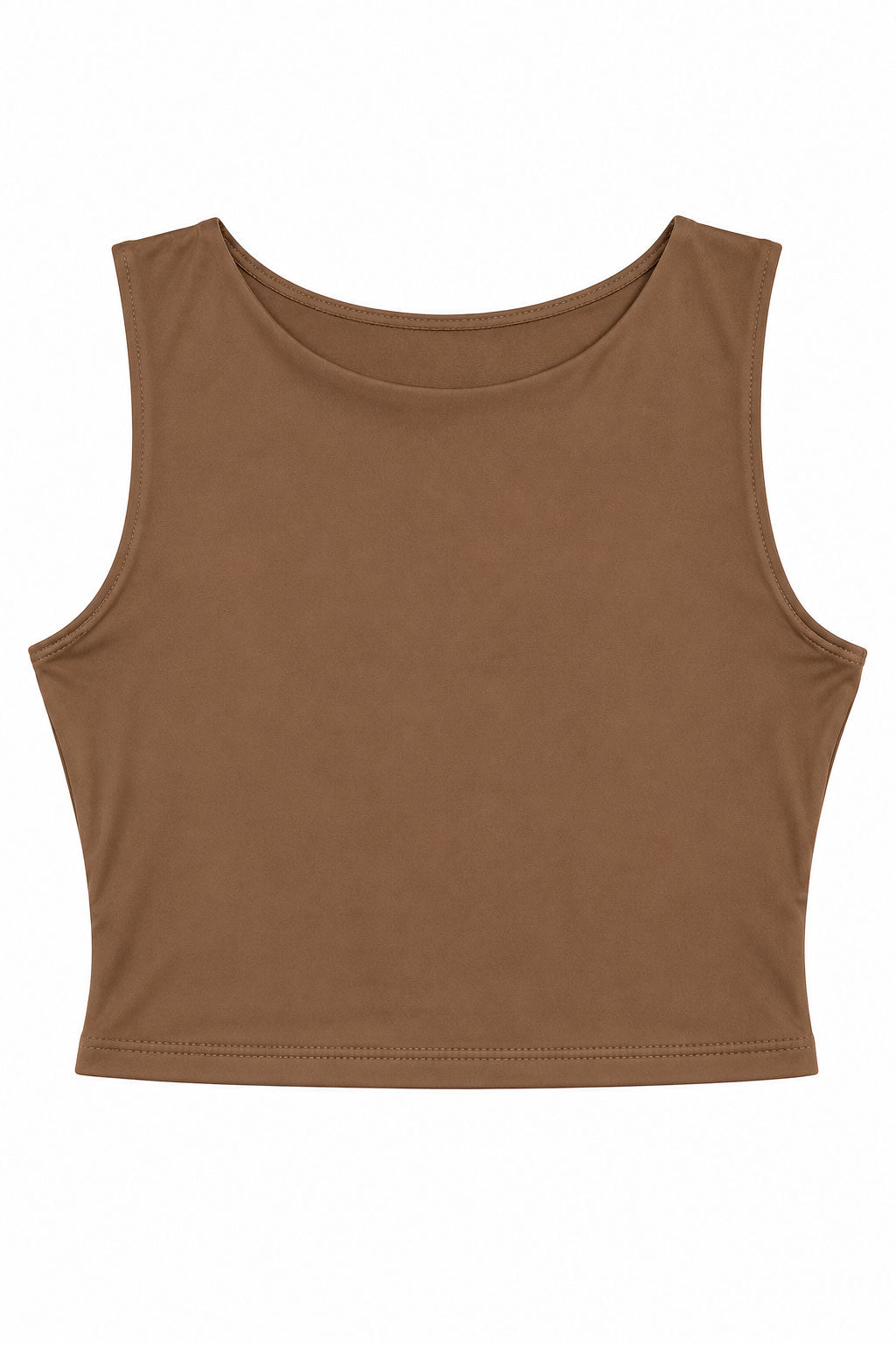 Blusas Para Mujer Crop Top Sin Mangas De Licra N63113 Café