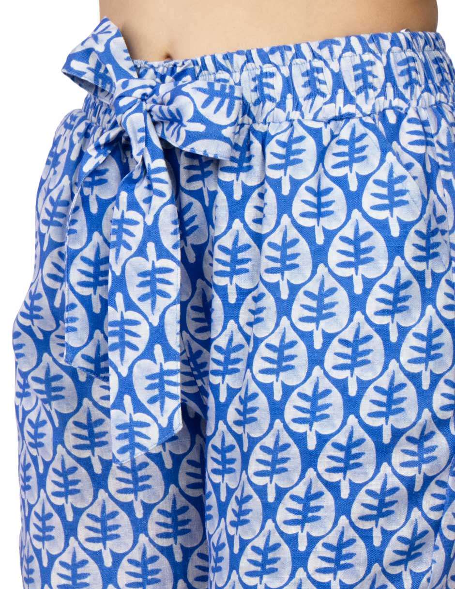 Pantalones Para Mujer Tipo Lino Con Moño W51126 Rey