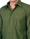 Camisas Para Hombre Tipo Pana Manga Larga B45121 Militar