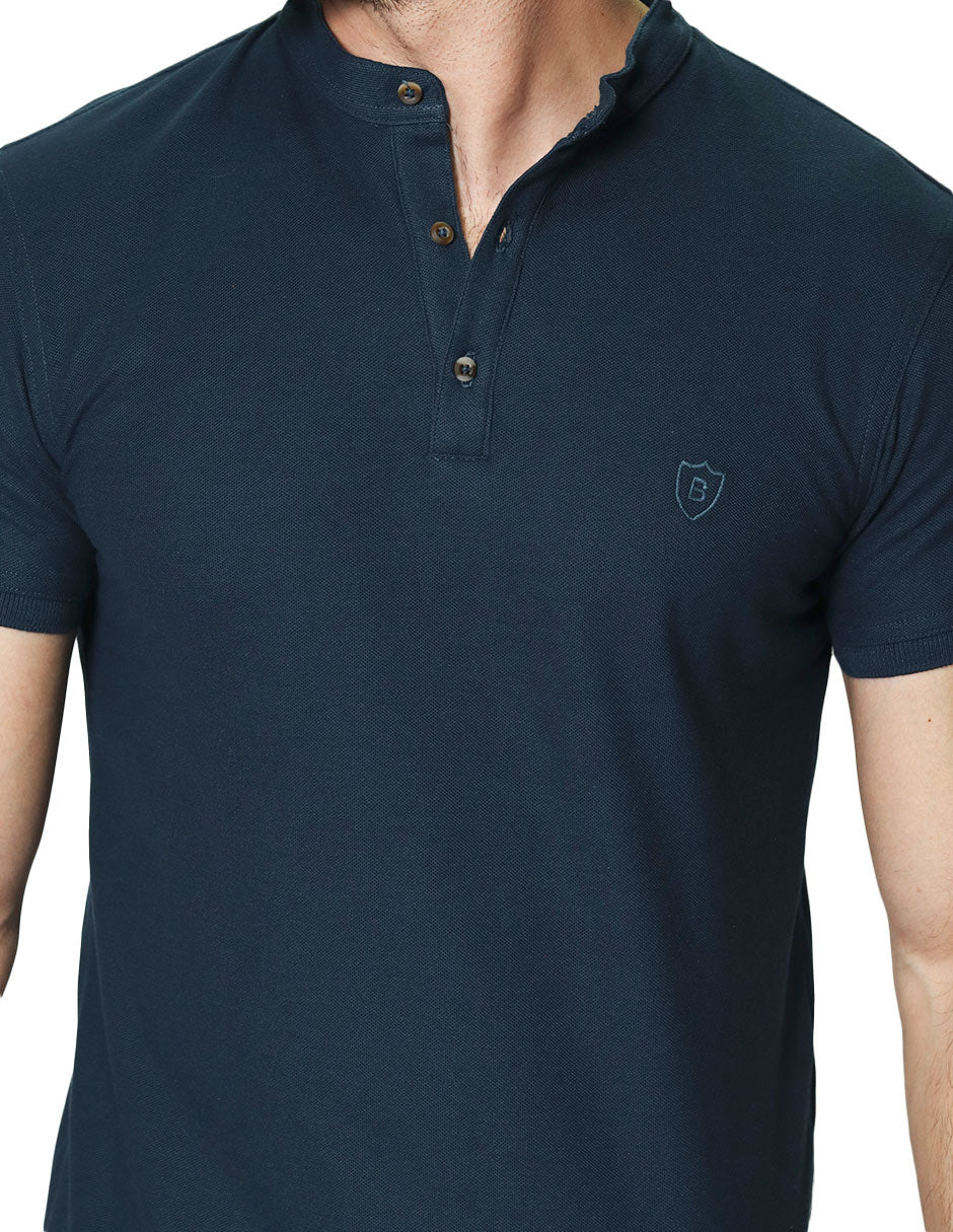 Playeras Polo Para Hombre Cuello Mao Bordado APCMAB Teal