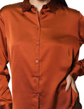 Blusas Para Mujer Bobois Moda Casuales Camisera Satinada Manga Larga Amplia Comoda Suelta N33107 Chedron