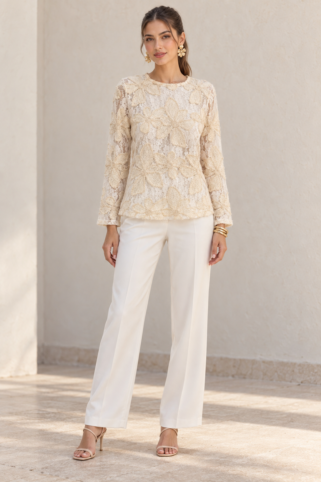 Blusas Para Mujer De Encaje Floral Con Bordado N63116 Unico