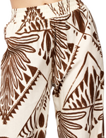 Pantalones Para Mujer Wide Leg Tipo Lino Estampado W51124 Cafe