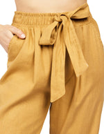 Pantalones Para Mujer Tipo Lino Con Cinta W51102 Camel