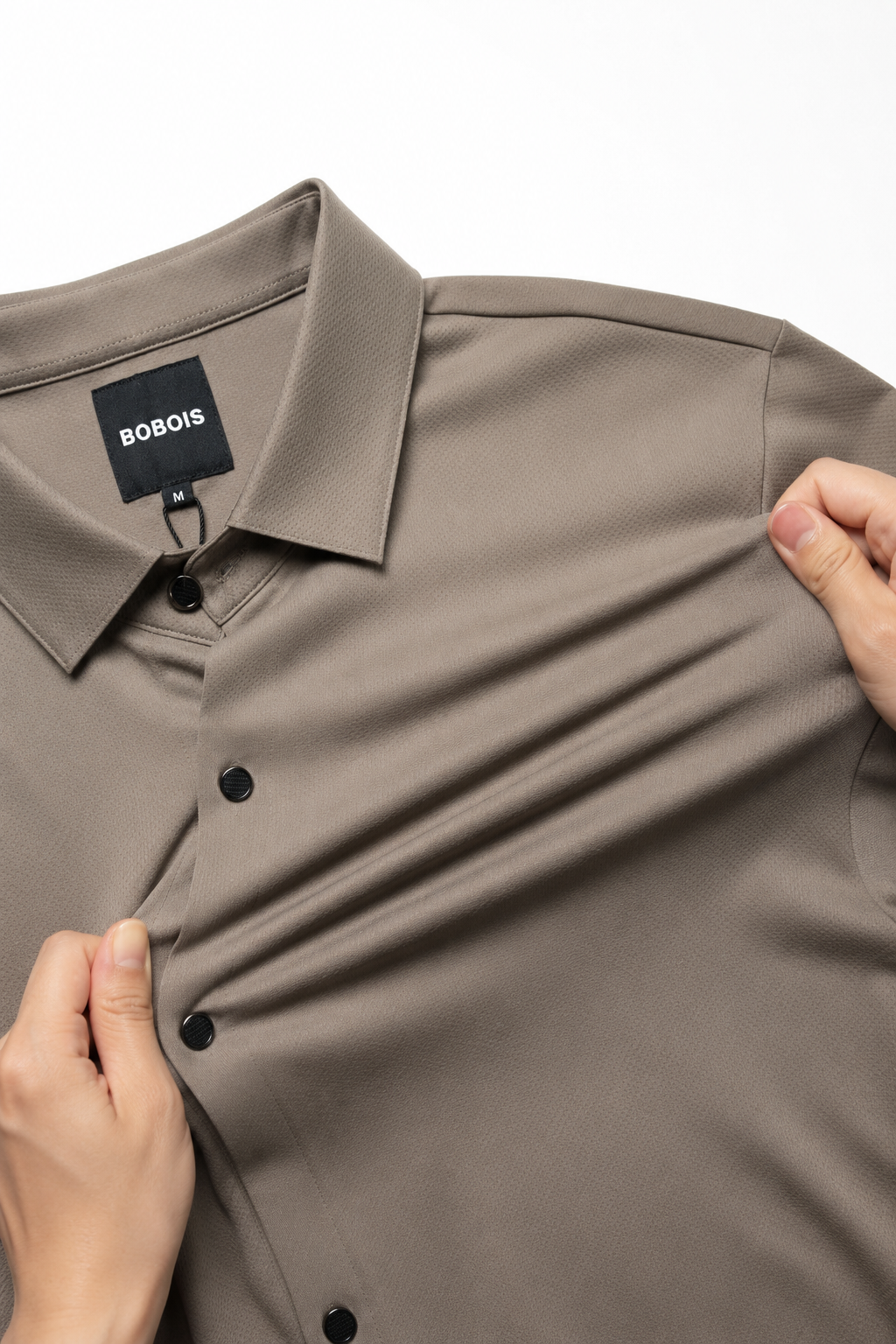 Camisas Para Hombre Jacquard Microperforada Super Stretch Sin Costuras B65406 Moca