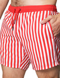 Trajes De Baño Para Hombre Bobois Moda Casuales Bañador Con Estampado De Rayas G41452 Rojo