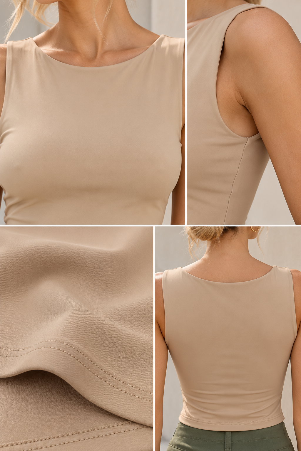 Blusas Para Mujer Crop Top Sin Mangas De Licra N63113 Arena