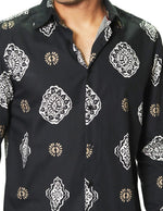 Camisas Para Hombre Manga Larga Estampada B45519 Negro