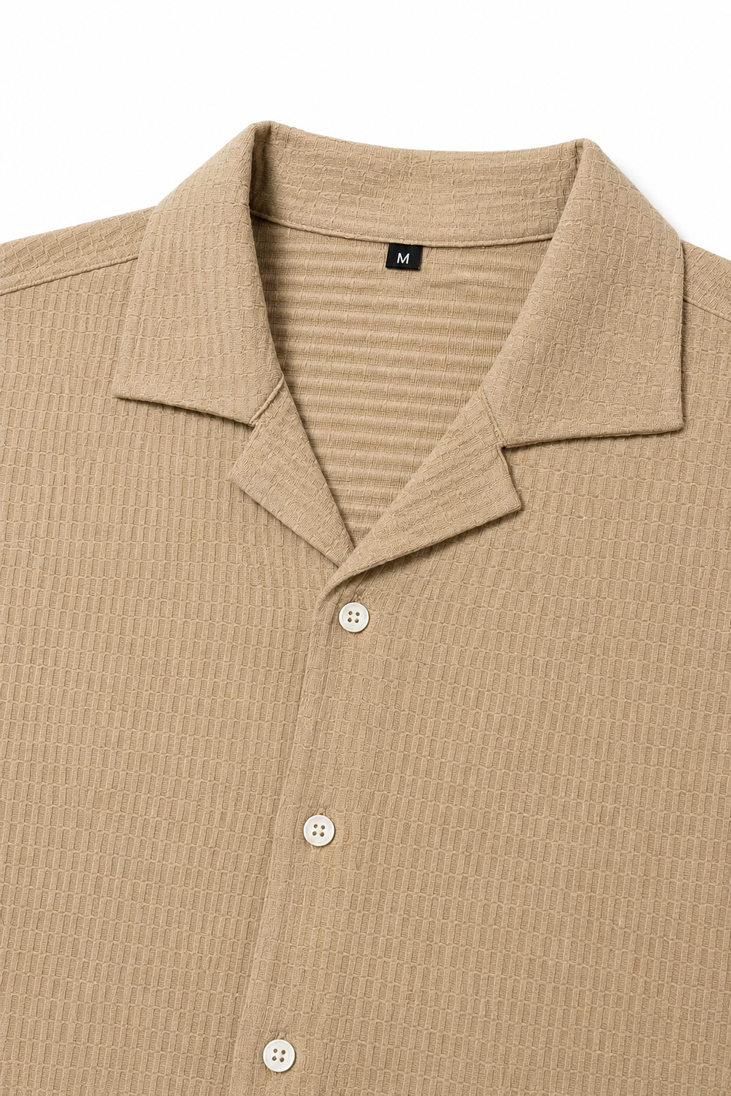 Camisas Para Hombre Manga Corta Tejido Tableado B65453 Camello