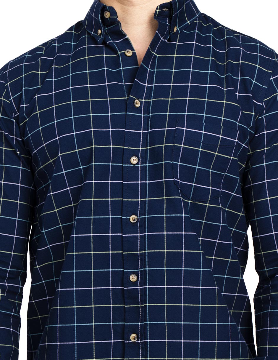 Camisas Para Hombre Regular Fit Oxford B51117 Marino