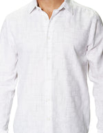 Camisas Para Hombre Manga Larga Cuadros B45302 Blanco