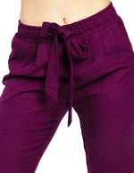 Pantalones Para Mujer Tipo Lino Con Cinta W51102 Uva