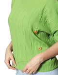 Blusas Para Mujer Bobois Moda Casuales Cómoda Amplia De Manga 3/4 Corrugada N41165 Verde