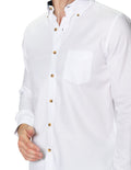 Camisas Para Hombre Manga Larga Lisa B45101 Blanco