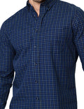 Camisas Para Hombre Bobois Moda Casuales De Manga Larga Con Estampado De Cuadros Dos Tonos Cuello Americano Regular Fit B41218 Azul