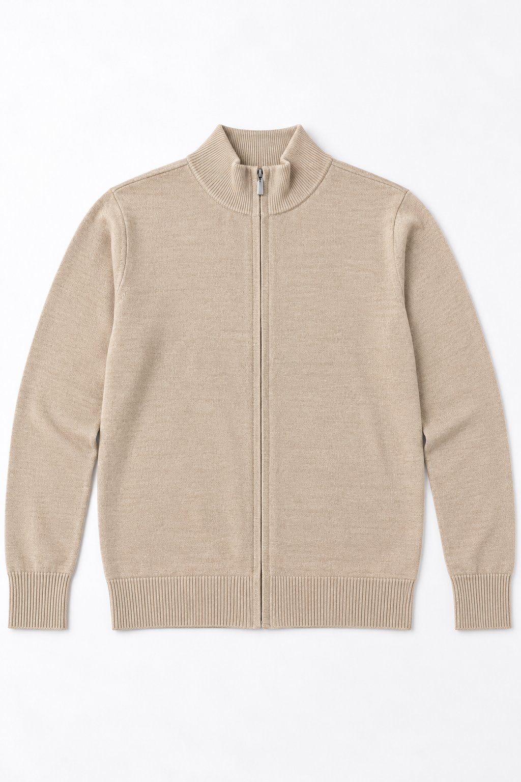 Suéteres Para Hombre Básico Con Cierre De Punto Fino E65304 Beige