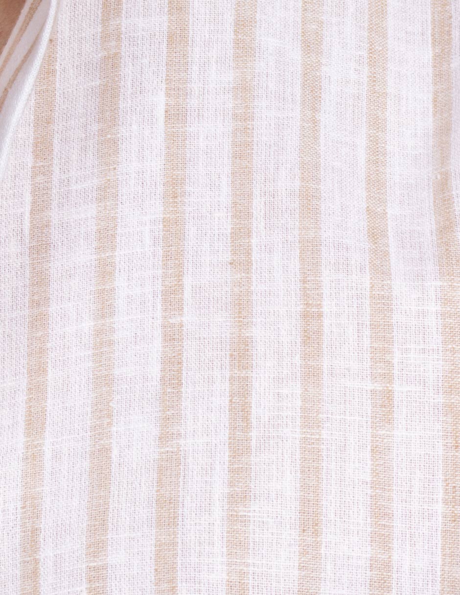 Camisas Para Hombre Tipo Lino Rayas B51323 Blanco
