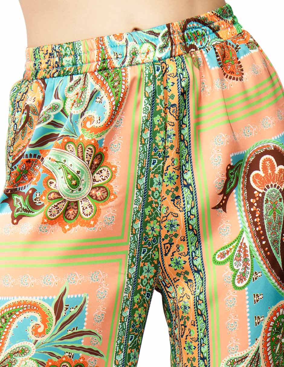 Pantalones Para Mujer Wide Leg Satinado W51129 Turquesa