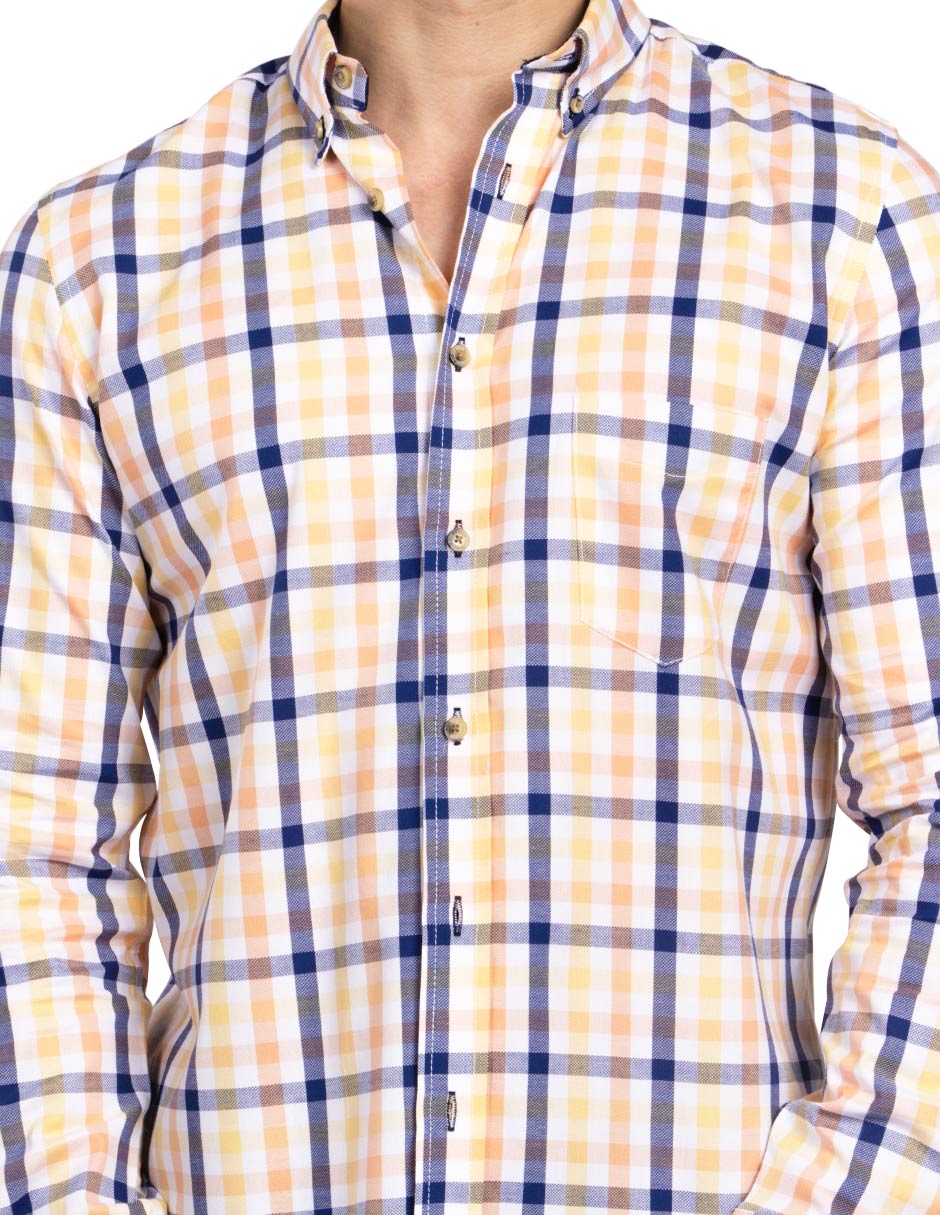 Camisas Para Hombre Regular Fit B51104 Amarillo