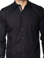 Camisas Para Hombre Manga Larga Micro Rayas B45308 Negro