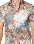 Camisas Para Hombre Bobois Moda Casuales De Manga Corta Cuello Italiano Con Estampado Pezlis Regular Fit B41594 Pizarra