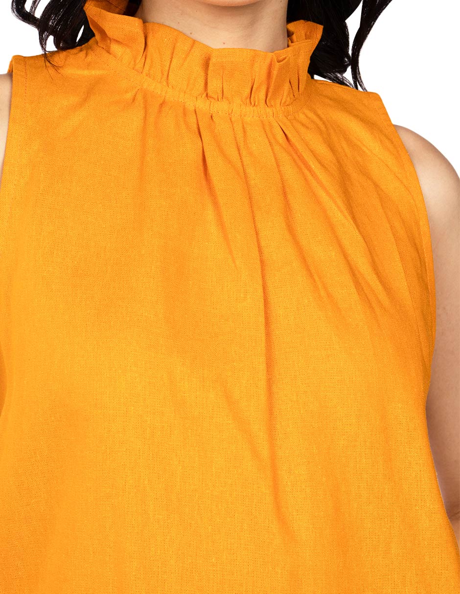 Blusas Para Mujer Tipo Lino Sin Mangas N51150 Naranja