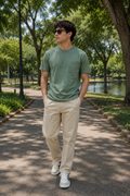 Playera para Hombre Cuello Redondo Algodón con Bolsa Stretch A61401 Verde