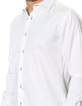 Camisas Para Hombre Manga Larga Lisa Satinada B45310 Blanco