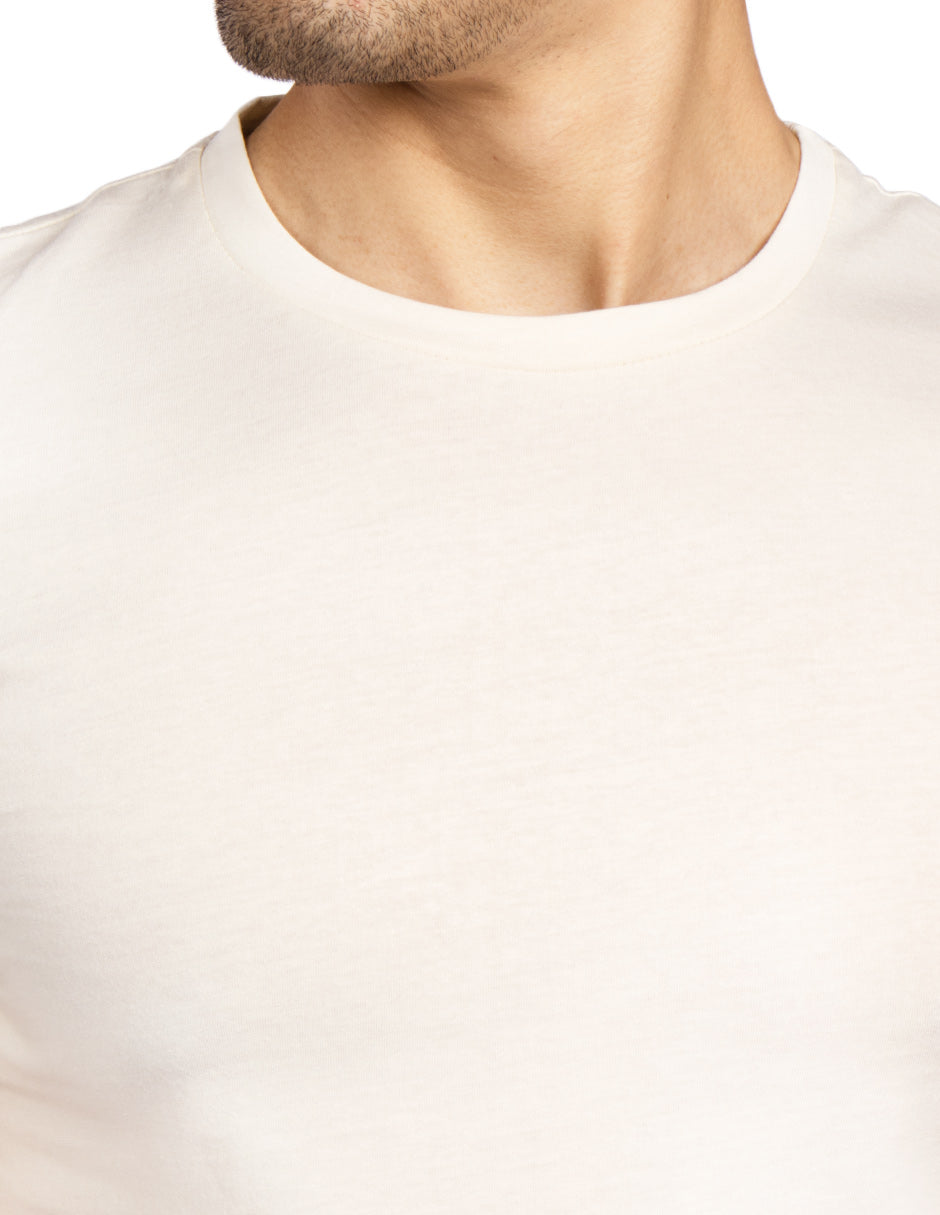 Playeras Para Hombre Cuello Redondo Basica APCR Hueso