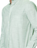 Camisas Para Hombre Bobois Moda Casuales De Manga Larga Con Estampado De Micro Rayas Cuello Mao Regular Fit B41313 Olivo