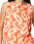 Blusas Para Mujer Bobois Moda Casuales Corta Sin Mangas Con Estampado Pezlis N41139 Naranja