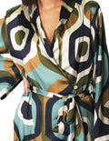 Kimonos Para Mujer Bobois Moda Casuales De Manga Larga Con Cinto T41100 Verde