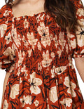 Vestidos Para Mujer Bobois Moda Casuales Maxi Largo Estampado De Flores Manga Corta Amplia S33104 Chedron