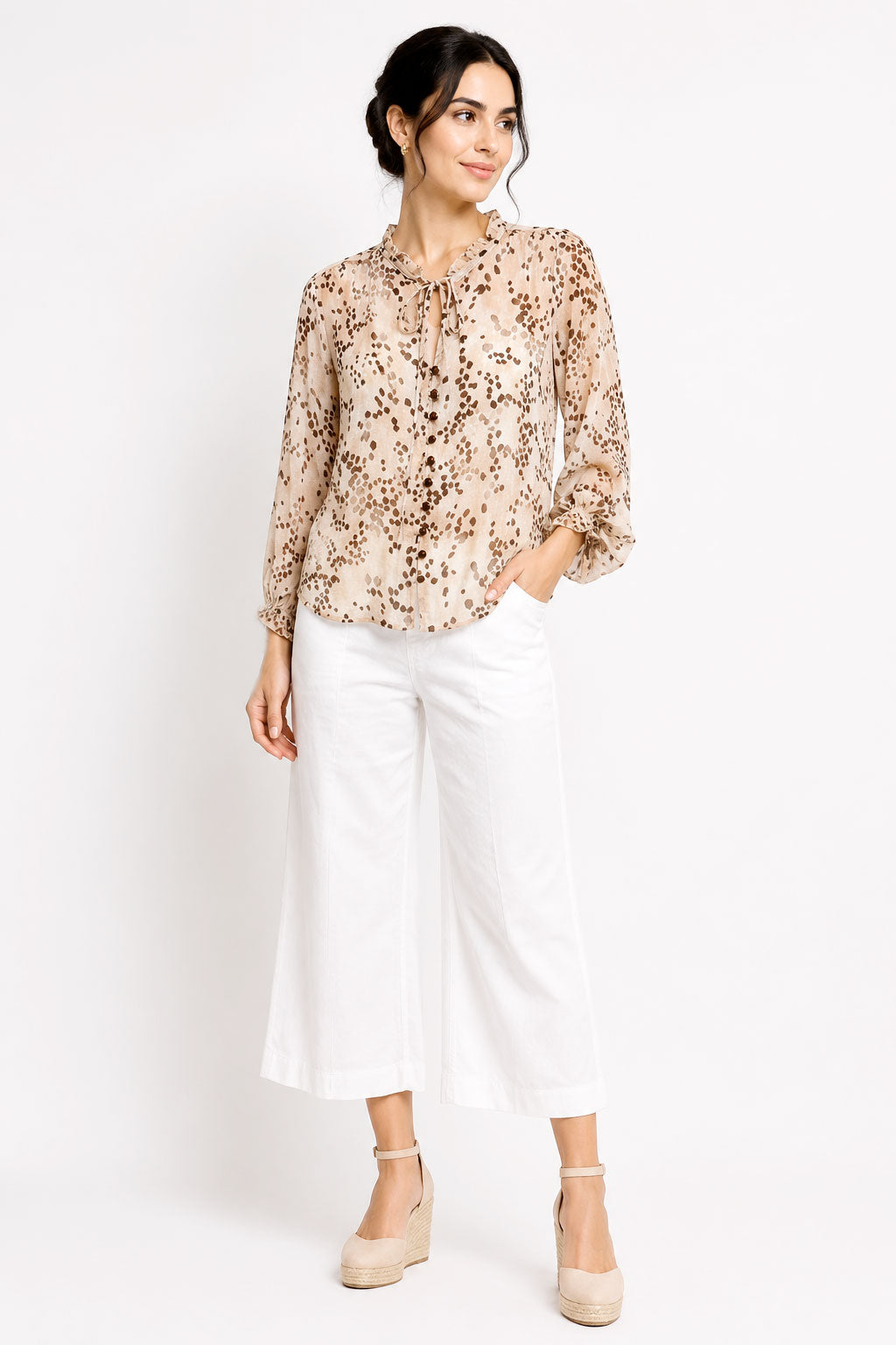 Blusas Para Mujer Con Jareta y Botones Translucida N61141 Unico