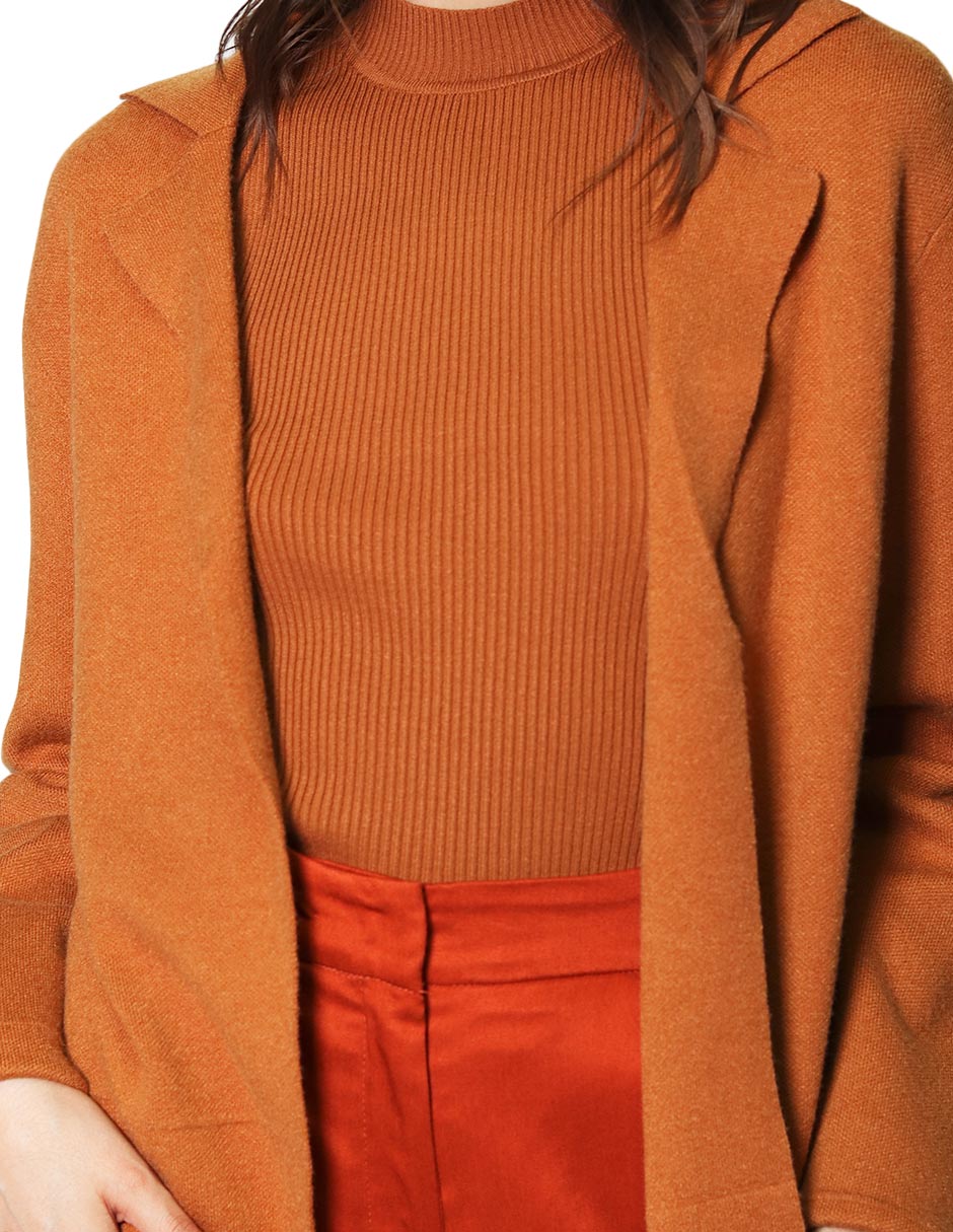 Sueteres Para Mujer Largo Abierto Tipo Gabardina O43205 Ocre