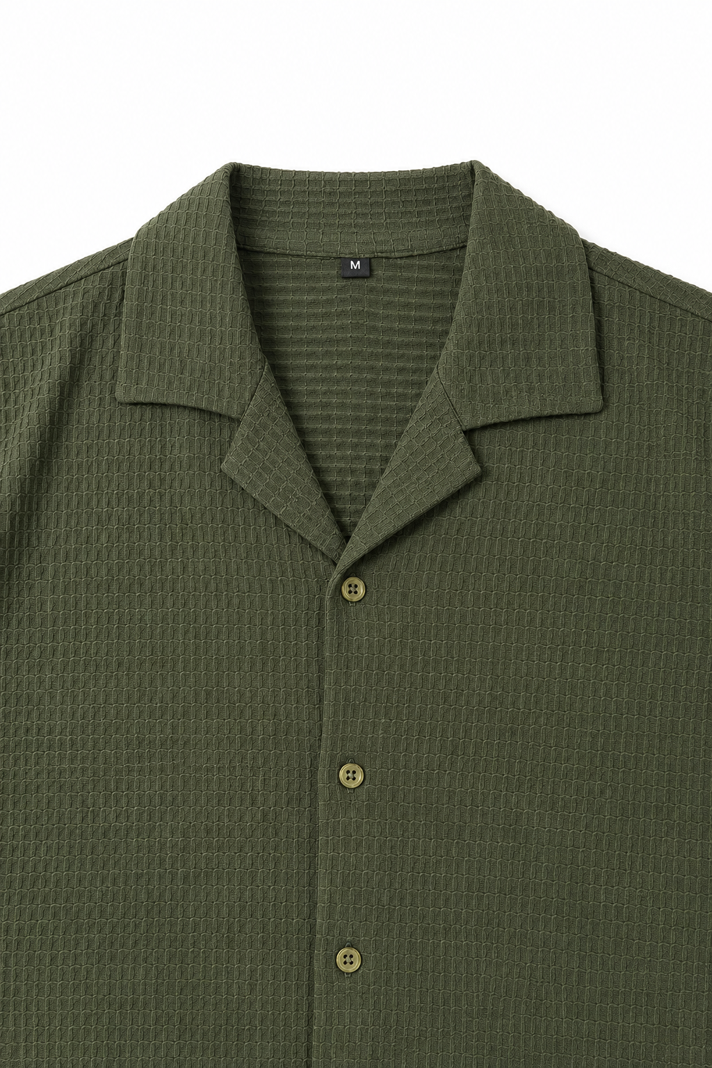 Camisas Para Hombre Manga Corta Tejido Tableado B65453 Militar