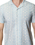 Camisas Para Hombre Bobois Moda Casuales De Manga Corta Cuello Abierto Con Estampado Floral Relaxed Fit B41561 Cielo