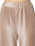Pantalones Para Mujer Bobois Moda Casuales Corrugado De Tiro Alto Comodo De Pierna Ancha Wide Leg W41100 Arena