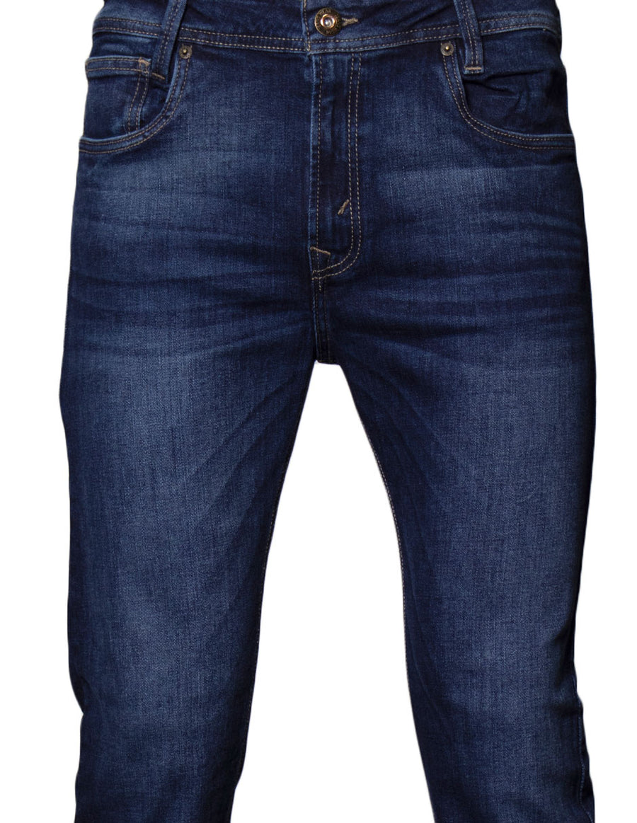 Jeans Para Hombre Bobois Moda Casuales Pantalones De Mezclilla Corte Slim Deslavados J35113 Azul