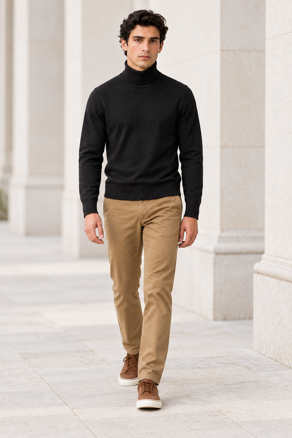Suéteres Para Hombre Cuello Tortuga De Punto Fino E65303 Negro
