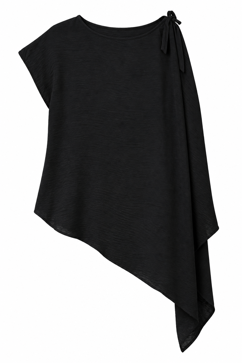 Blusas Para Mujer Asimétrica Con Lazo En Hombro Y Caída Lateral N63137 Negro