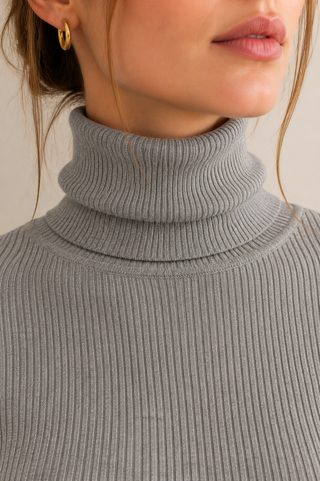 Sueteres Para Mujer Acanalado Cuello De Tortuga O43204 Gris