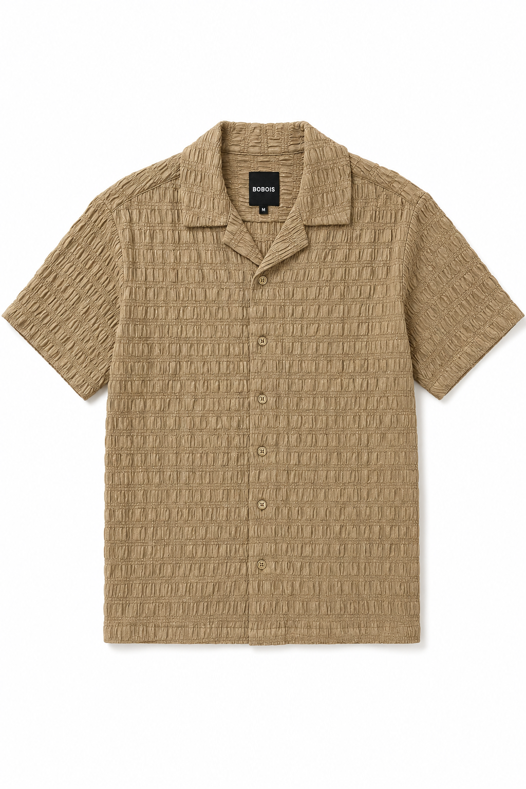 Camisa para Hombre Manga Corta Resort Jacquard Super Stretch Antiarrugas B61457 Kaki